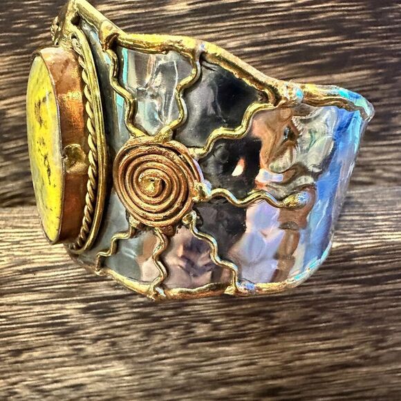 BumbleBee Jasper Adjustable Cuff Bracelet with Mixed Metals - Gift Box Included - Picture 8 of 12